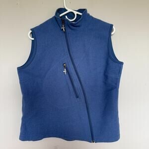 Untouched World New Zealand Womens Vest Large Blue 100% Wool Lightweight Outdoor
